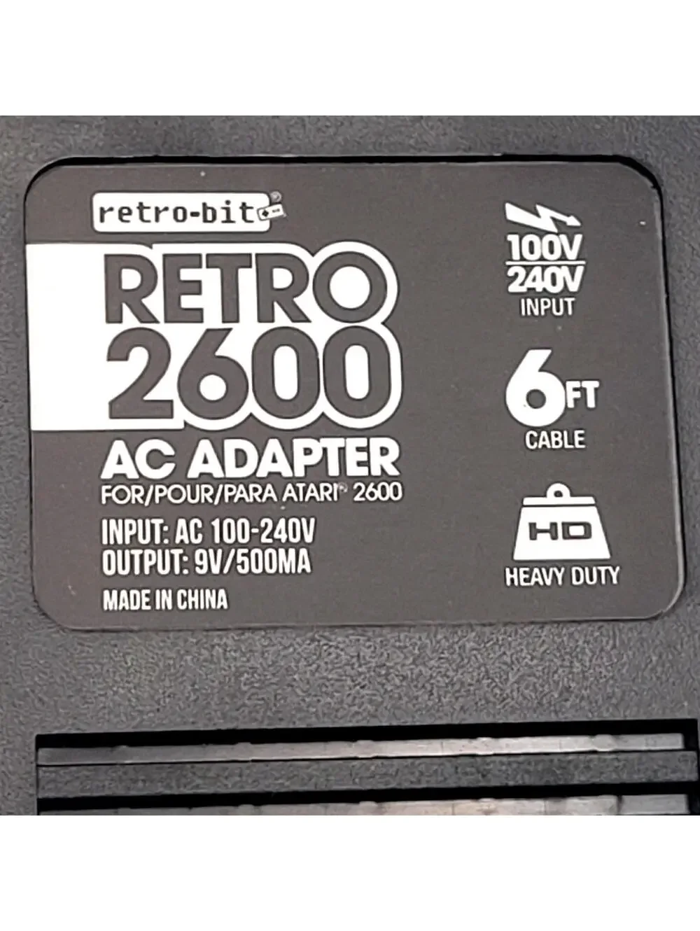AC Power Supply Adapter Plug Cord for Atari 2600 VCS System Games Console - New